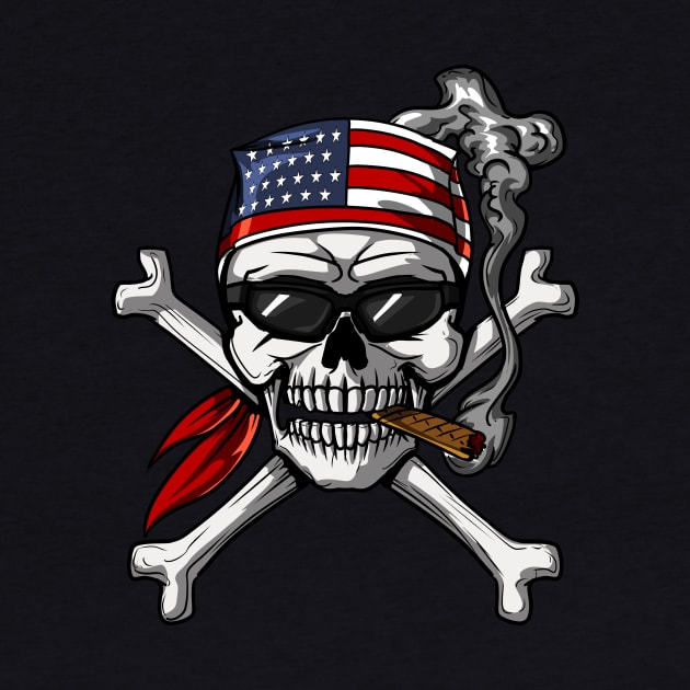 Pirate Skull American Flag Crossbones by underheaven